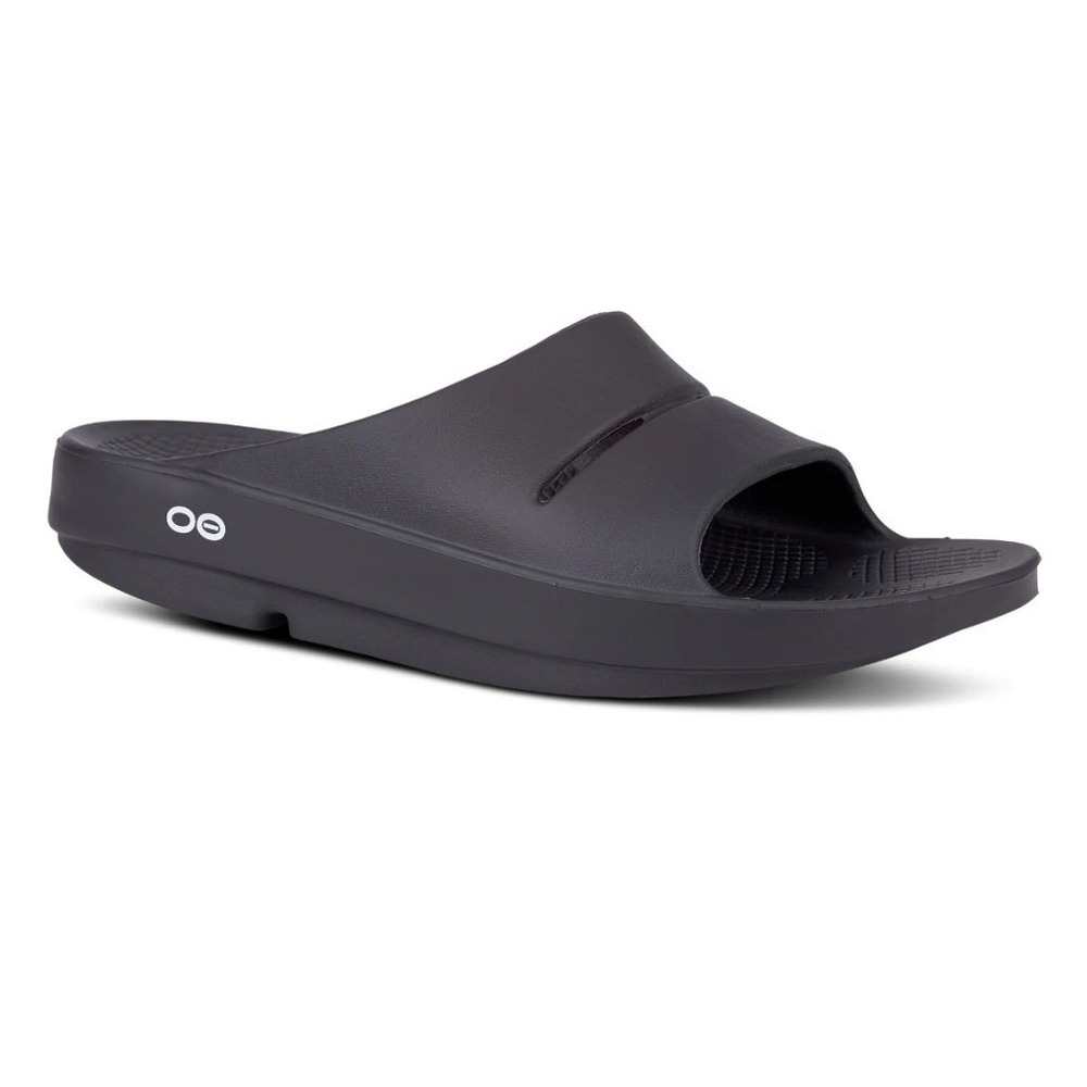 OOFOS OOahh Unisex Black Slide Recovery Sandals Vacation Athleisure Size M8‎ W10